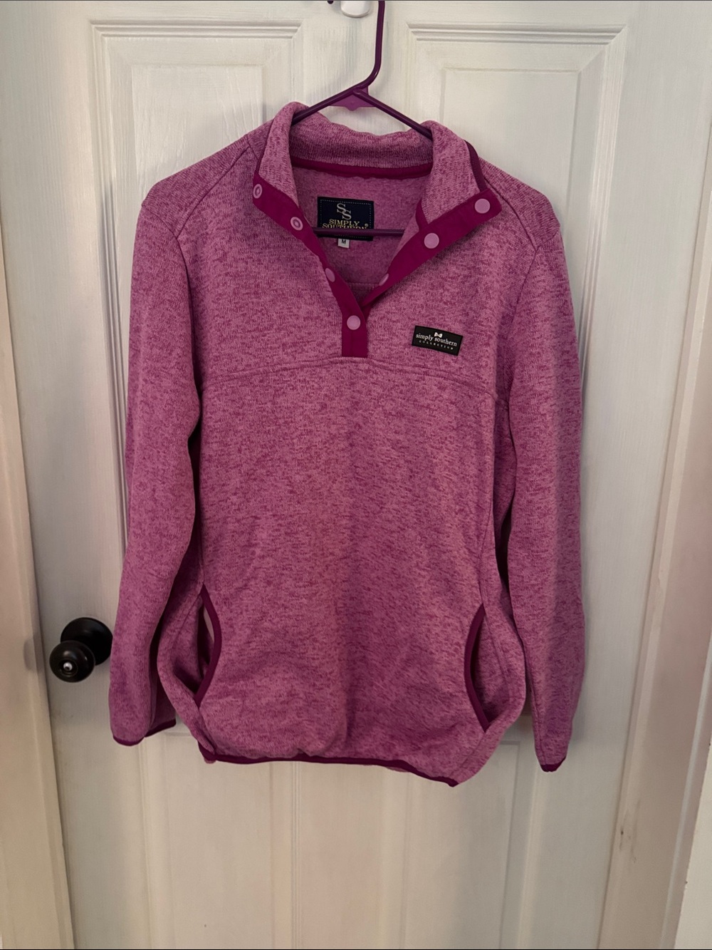 Simply Southern Heathered Pink Snap-Placket Pullover